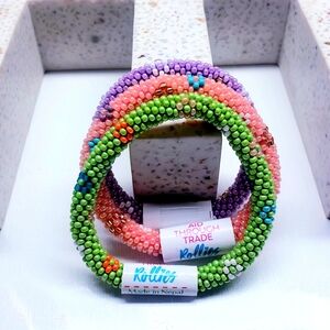 FLOWER POWER -The Original Rollies® Bracelet for Kids, 6" round, Nepal,#7(3 Pcs)